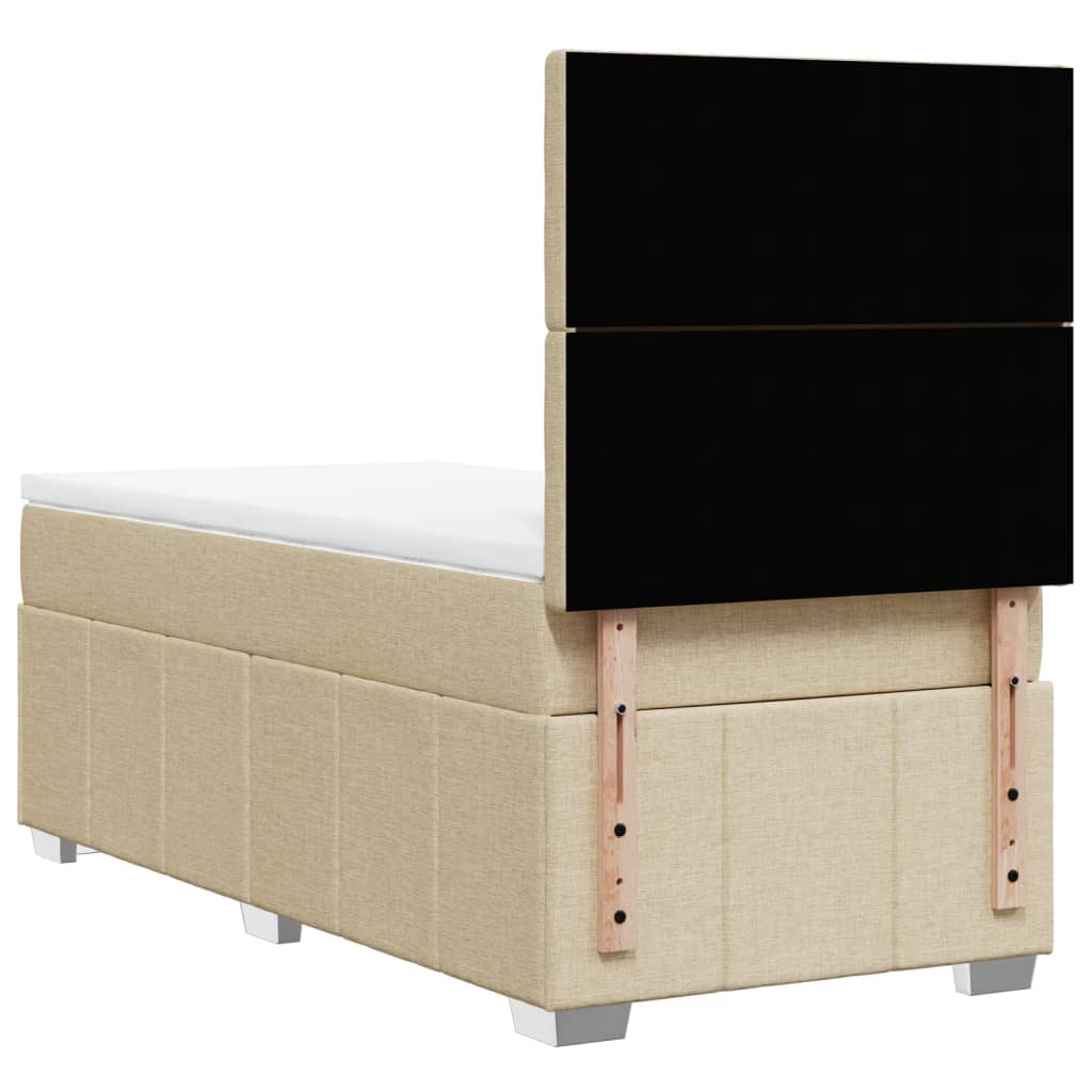 Box Spring Postel S Matrací Krémová 80 X 200 Cm Textil