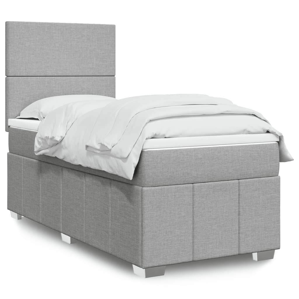 Box Spring Postel S Matrací Textil Světle Šedá