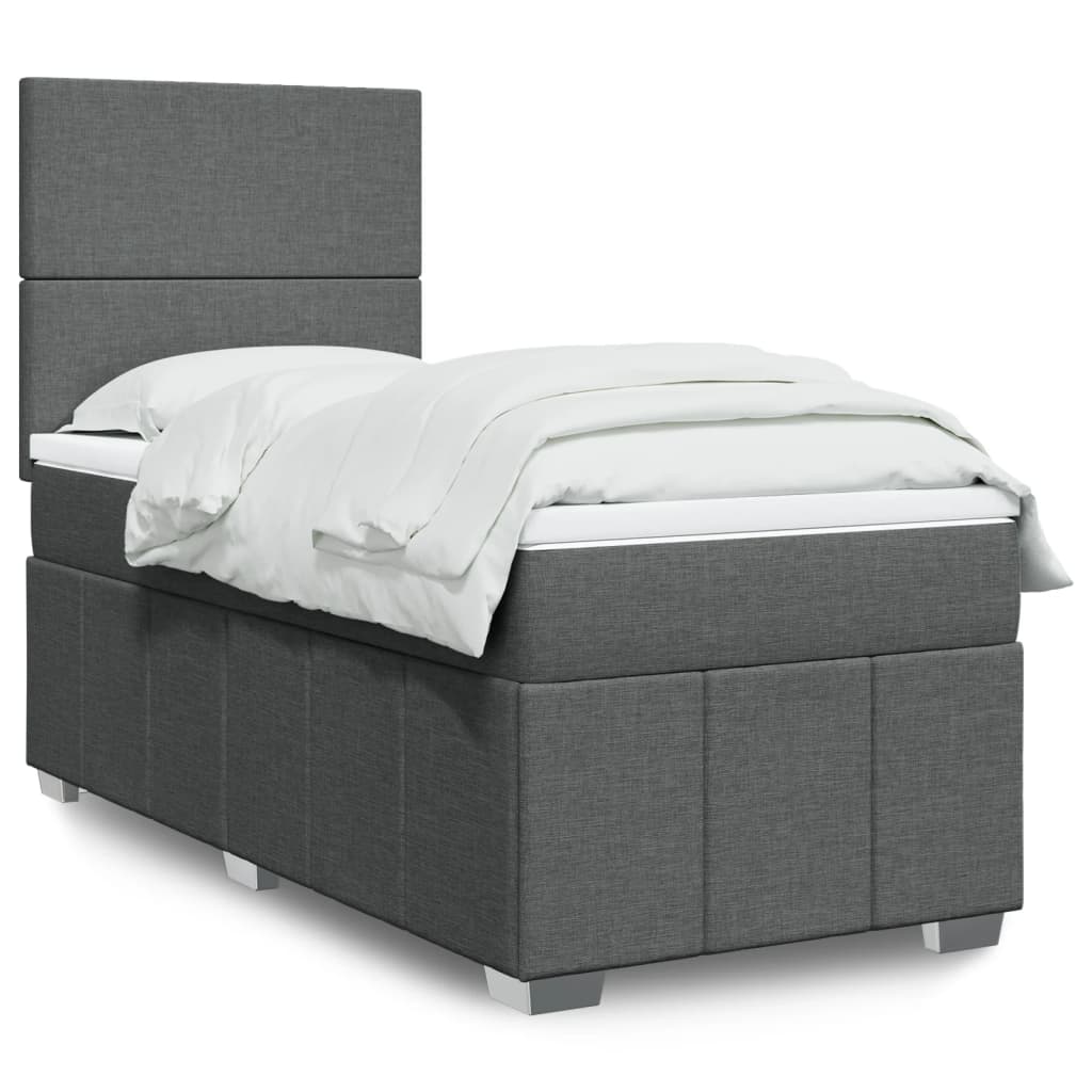 Box Spring Postel S Matrací Tmavě Šedá 90X190 Cm Textil