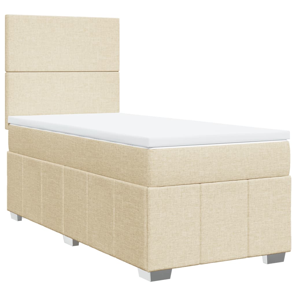 Box Spring Postel S Matrací Krémová 90X190 Cm Textil