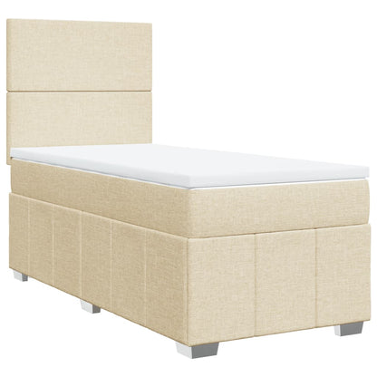 Box Spring Postel S Matrací Krémová 90X190 Cm Textil