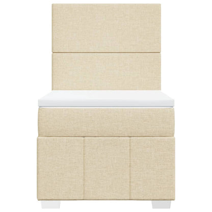 Box Spring Postel S Matrací Krémová 90X190 Cm Textil