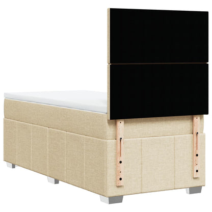 Box Spring Postel S Matrací Krémová 90X190 Cm Textil
