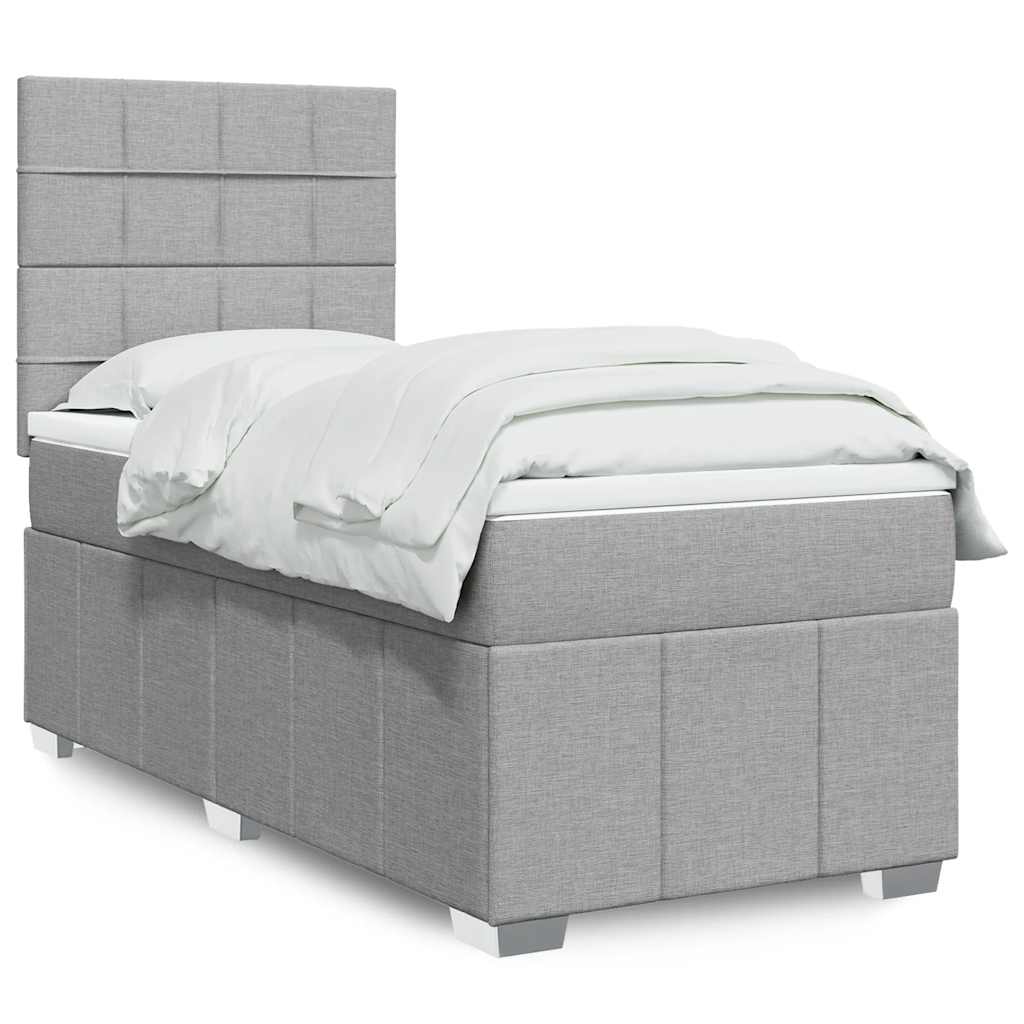 Box Spring Postel S Matrací Textil Světle Šedá