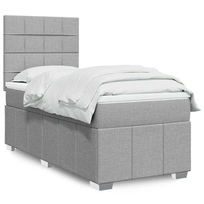 Box Spring Postel S Matrací Textil Světle Šedá