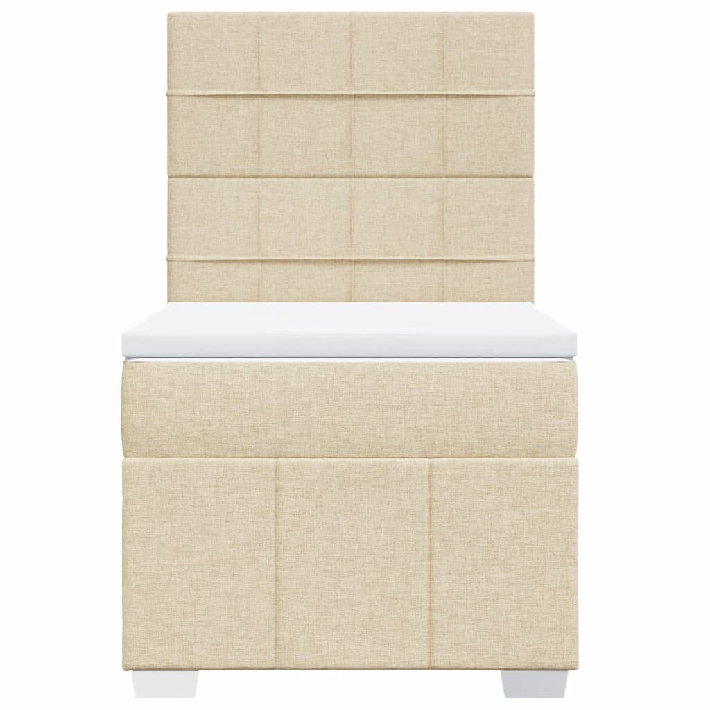 Box Spring Postel S Matrací Krémová 90X190 Cm Textil