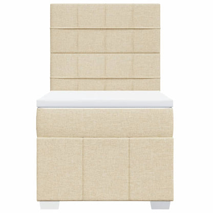 Box Spring Postel S Matrací Krémová 90X190 Cm Textil