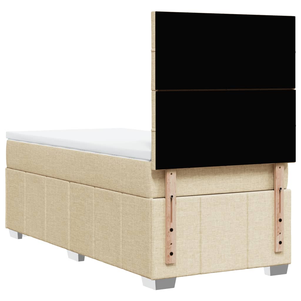 Box Spring Postel S Matrací Krémová 90X190 Cm Textil