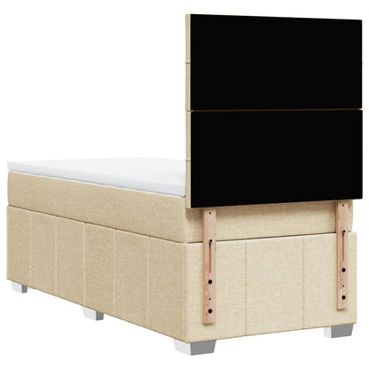 Box Spring Postel S Matrací Krémová 90X190 Cm Textil