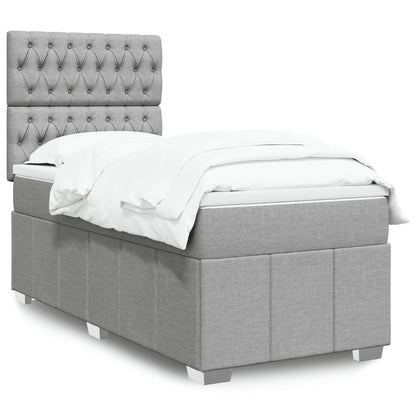 Box Spring Postel S Matrací Textil Světle Šedá