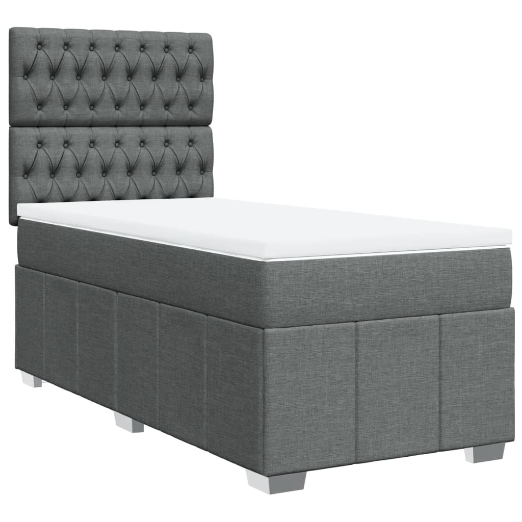 Box Spring Postel S Matrací Tmavě Šedá 90X190 Cm Textil