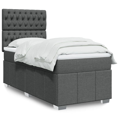 Box Spring Postel S Matrací Tmavě Šedá 90X190 Cm Textil