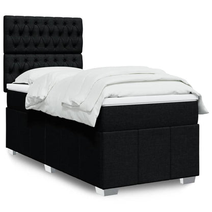 Box Spring Postel S Matrací Černá Textil Černá