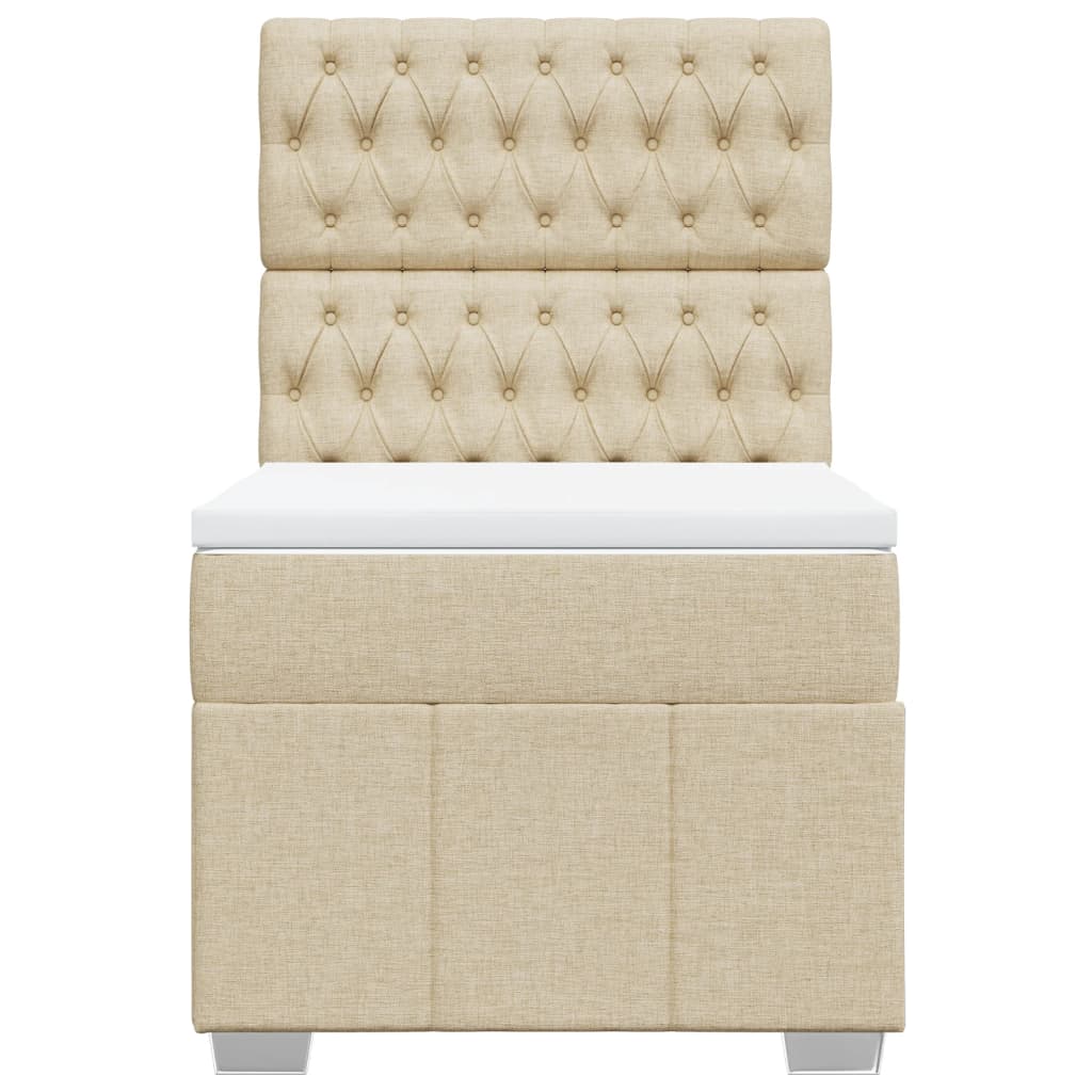Box Spring Postel S Matrací Krémová 90X190 Cm Textil