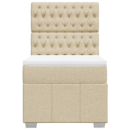 Box Spring Postel S Matrací Krémová 90X190 Cm Textil