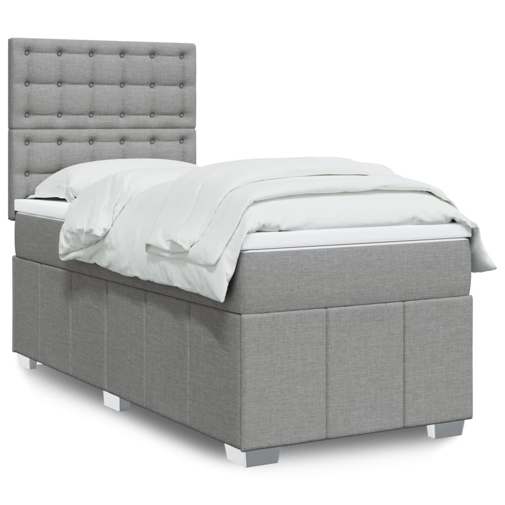 Box Spring Postel S Matrací Textil Světle Šedá