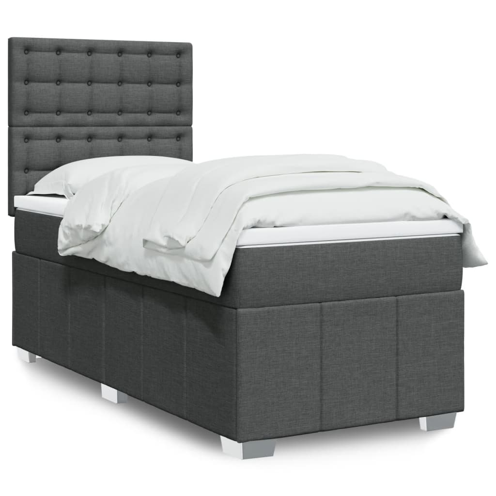 Box Spring Postel S Matrací Tmavě Šedá 90X190 Cm Textil