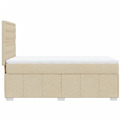 Box Spring Postel S Matrací Krémová 90X190 Cm Textil