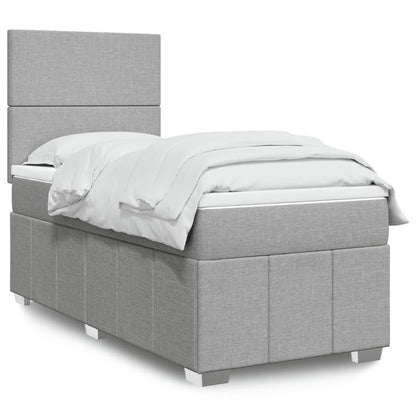 Box Spring Postel S Matrací Textil Světle Šedá