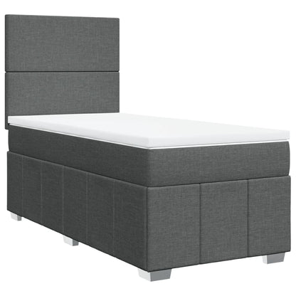 Box Spring Postel S Matrací Tmavě Šedá 90X200 Cm Textil