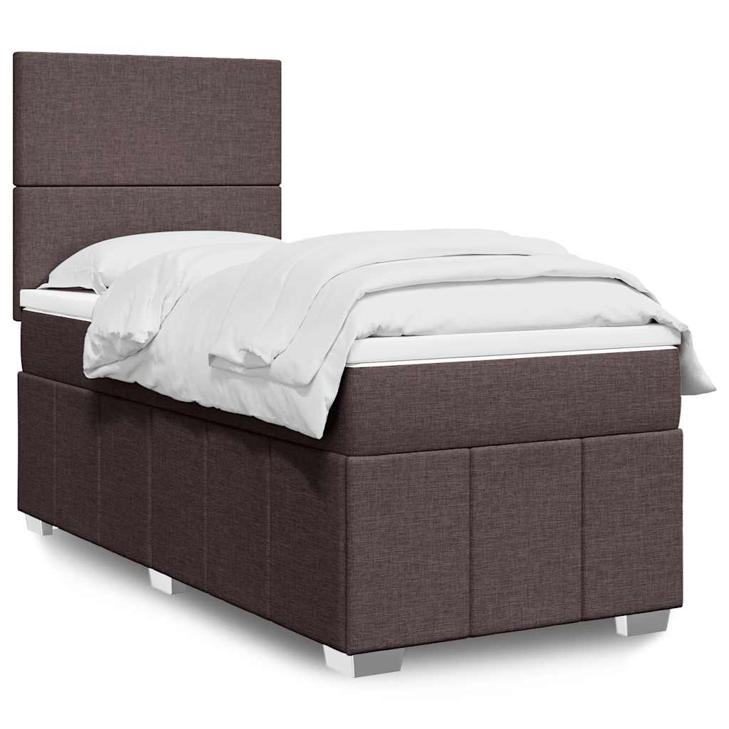Box Spring Postel S Matrací Tmavě Hnědá 90X200 Cm Textil