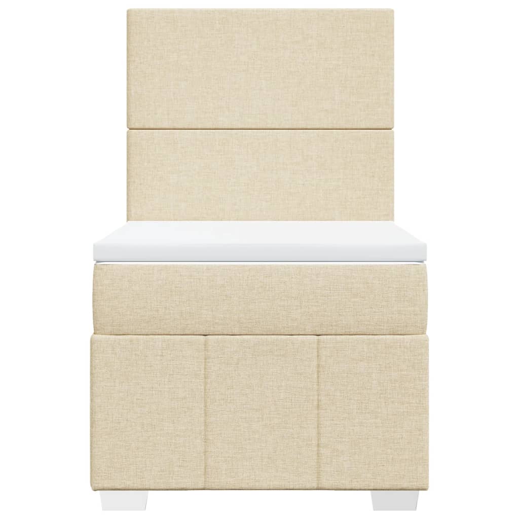 Box Spring Postel S Matrací Krémová 90X200 Cm Textil