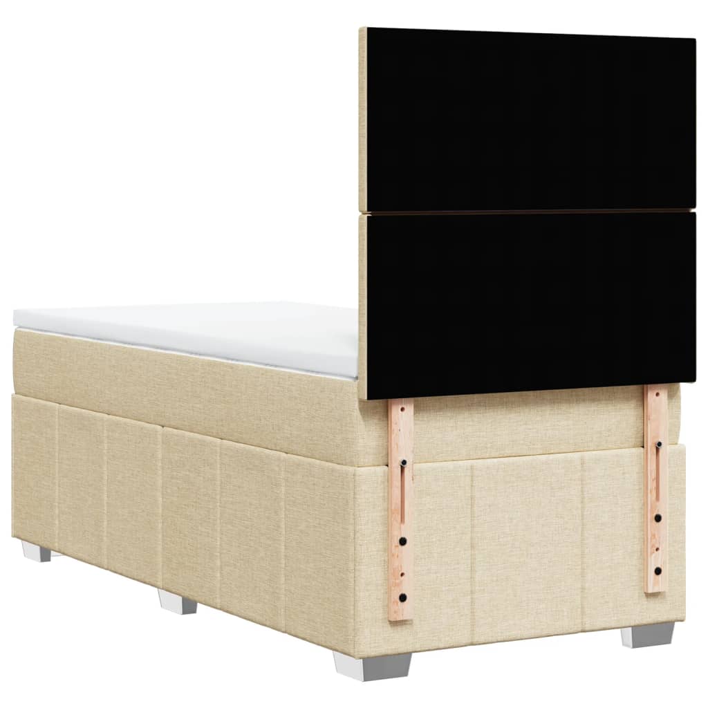Box Spring Postel S Matrací Krémová 90X200 Cm Textil
