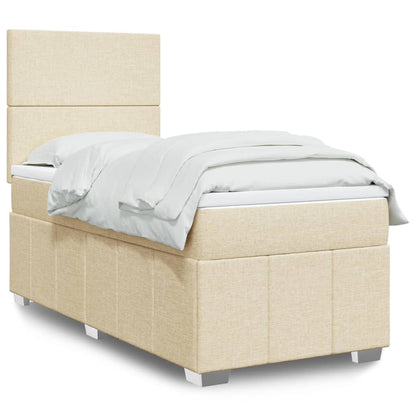 Box Spring Postel S Matrací Krémová 90X200 Cm Textil