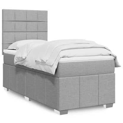 Box Spring Postel S Matrací Textil Světle Šedá