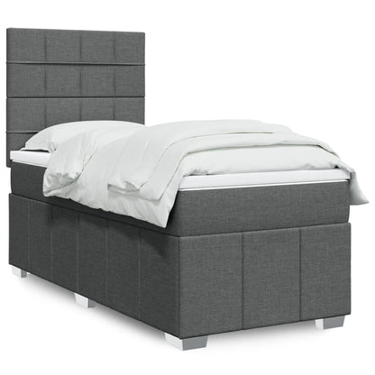 Box Spring Postel S Matrací Tmavě Šedá 90X200 Cm Textil