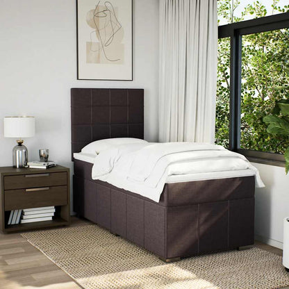 Box Spring Postel S Matrací Tmavě Hnědá 90X200 Cm Textil