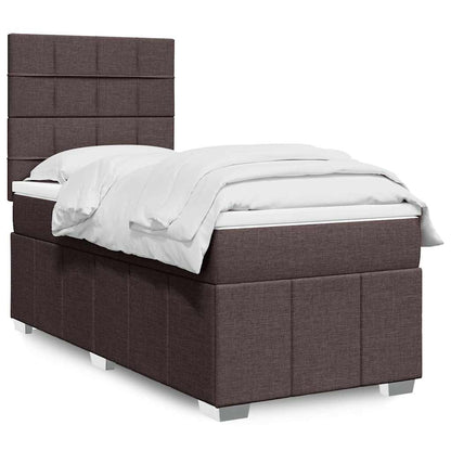 Box Spring Postel S Matrací Tmavě Hnědá 90X200 Cm Textil