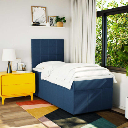 Box Spring Postel S Matrací Modrá 90X200 Cm Textil