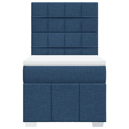 Box Spring Postel S Matrací Modrá 90X200 Cm Textil