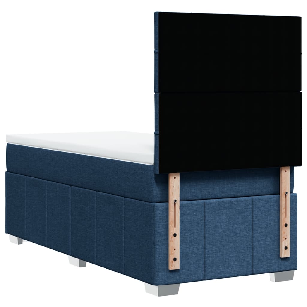 Box Spring Postel S Matrací Modrá 90X200 Cm Textil