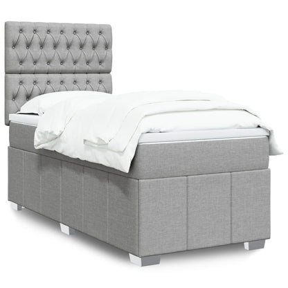 Box Spring Postel S Matrací Textil Světle Šedá