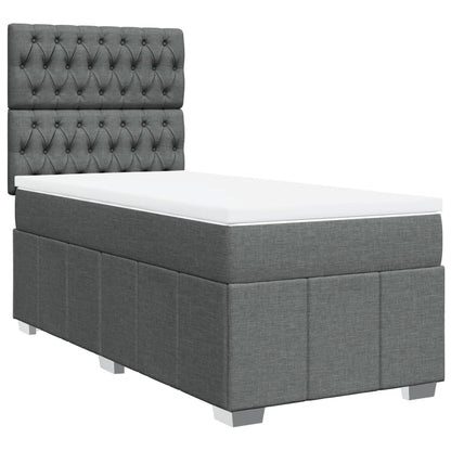 Box Spring Postel S Matrací Tmavě Šedá 90X200 Cm Textil