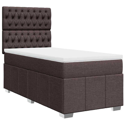 Box Spring Postel S Matrací Tmavě Hnědá 90X200 Cm Textil