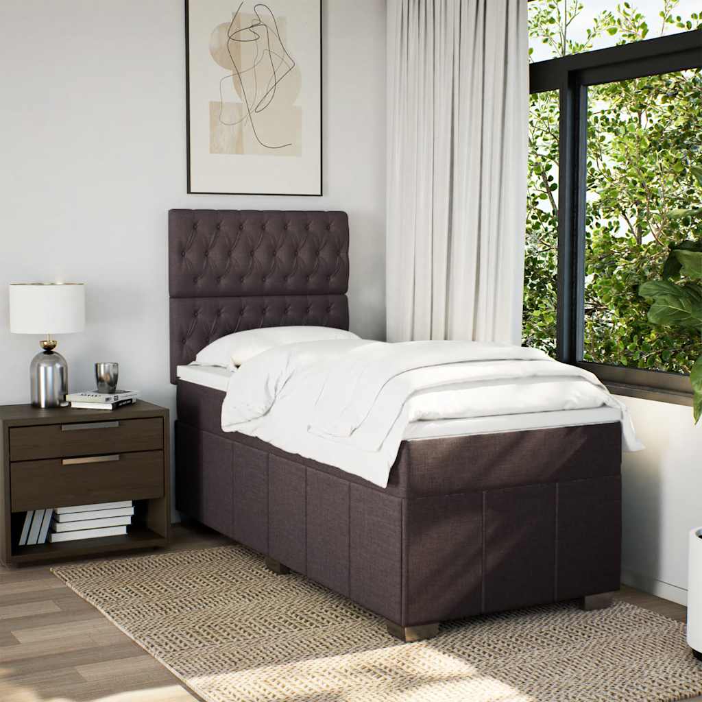 Box Spring Postel S Matrací Tmavě Hnědá 90X200 Cm Textil