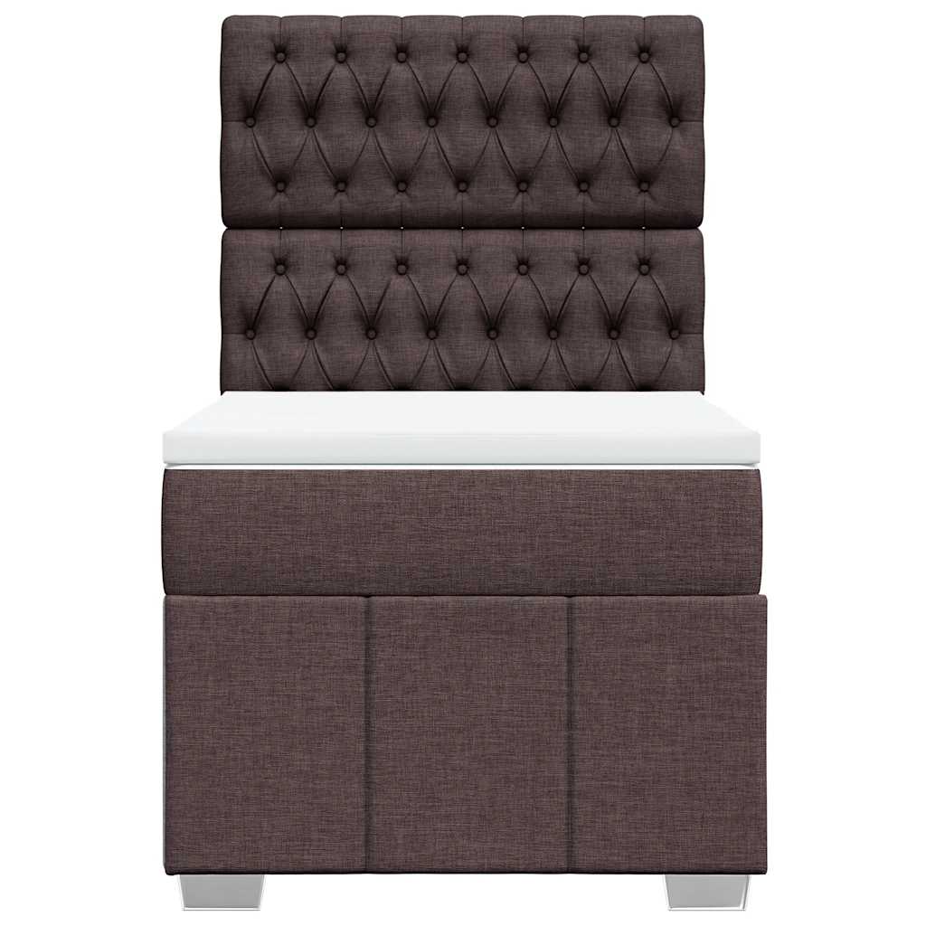 Box Spring Postel S Matrací Tmavě Hnědá 90X200 Cm Textil