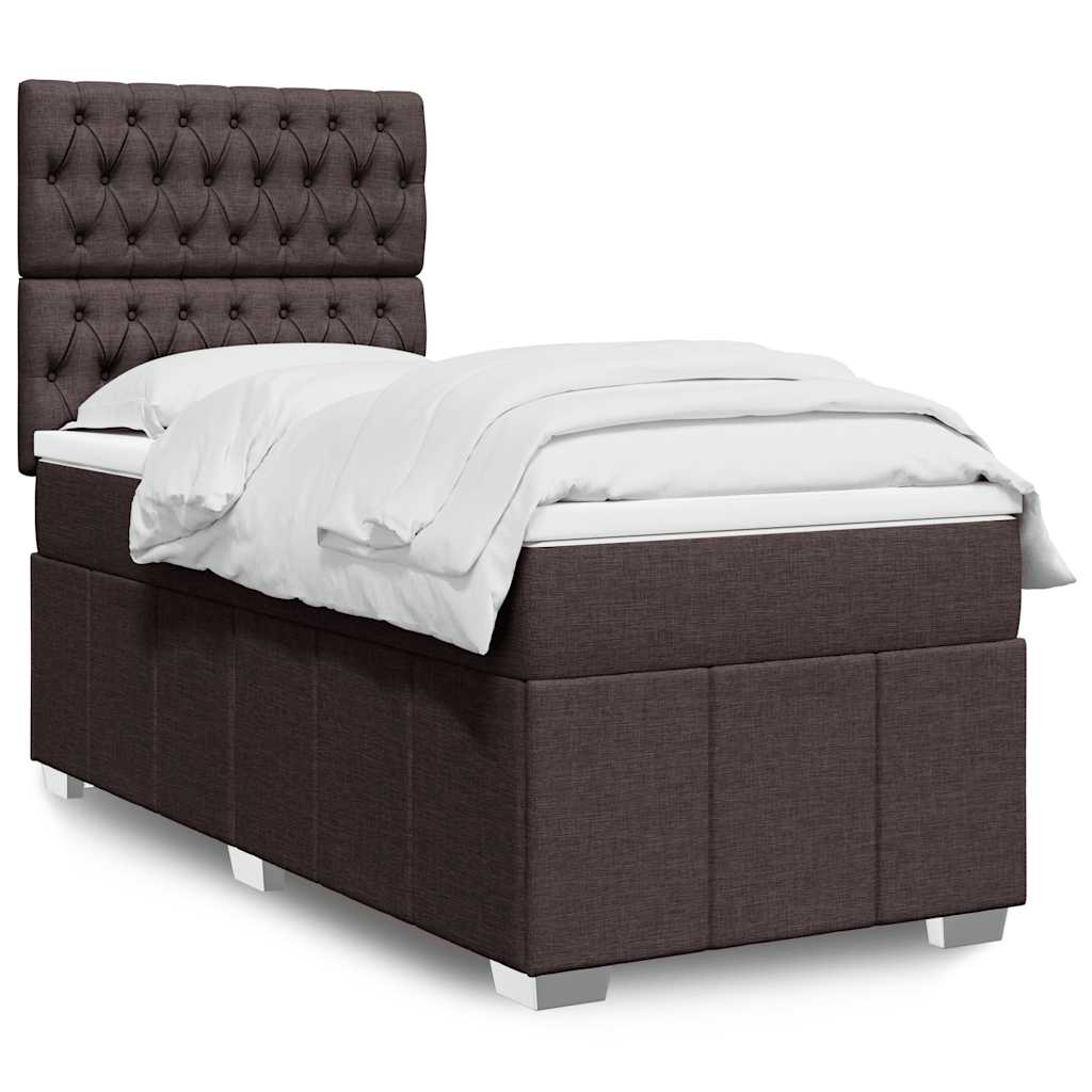 Box Spring Postel S Matrací Tmavě Hnědá 90X200 Cm Textil