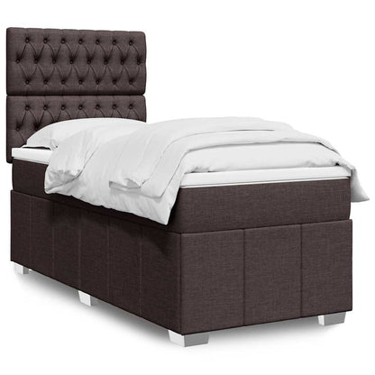 Box Spring Postel S Matrací Tmavě Hnědá 90X200 Cm Textil