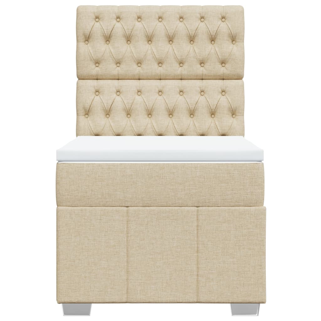 Box Spring Postel S Matrací Krémová 90X200 Cm Textil