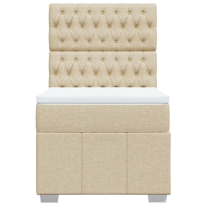 Box Spring Postel S Matrací Krémová 90X200 Cm Textil