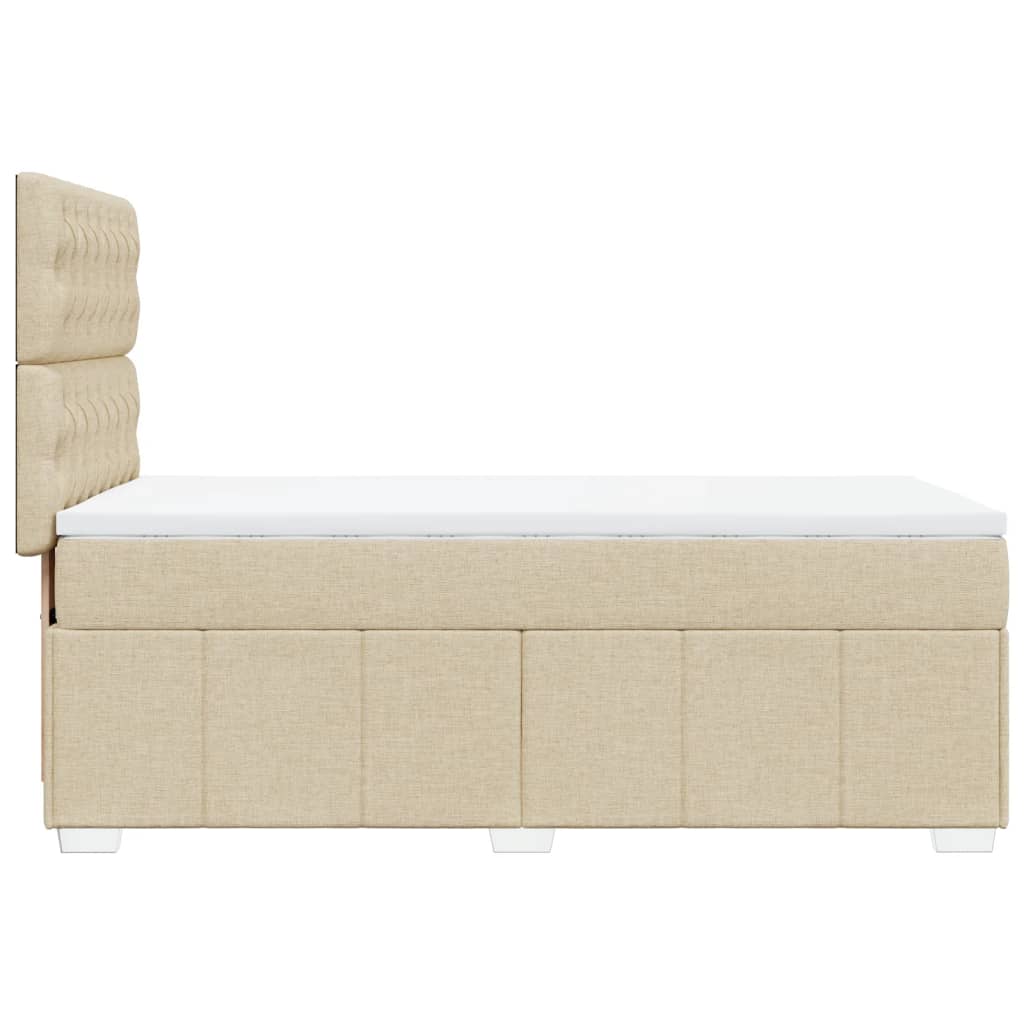 Box Spring Postel S Matrací Krémová 90X200 Cm Textil