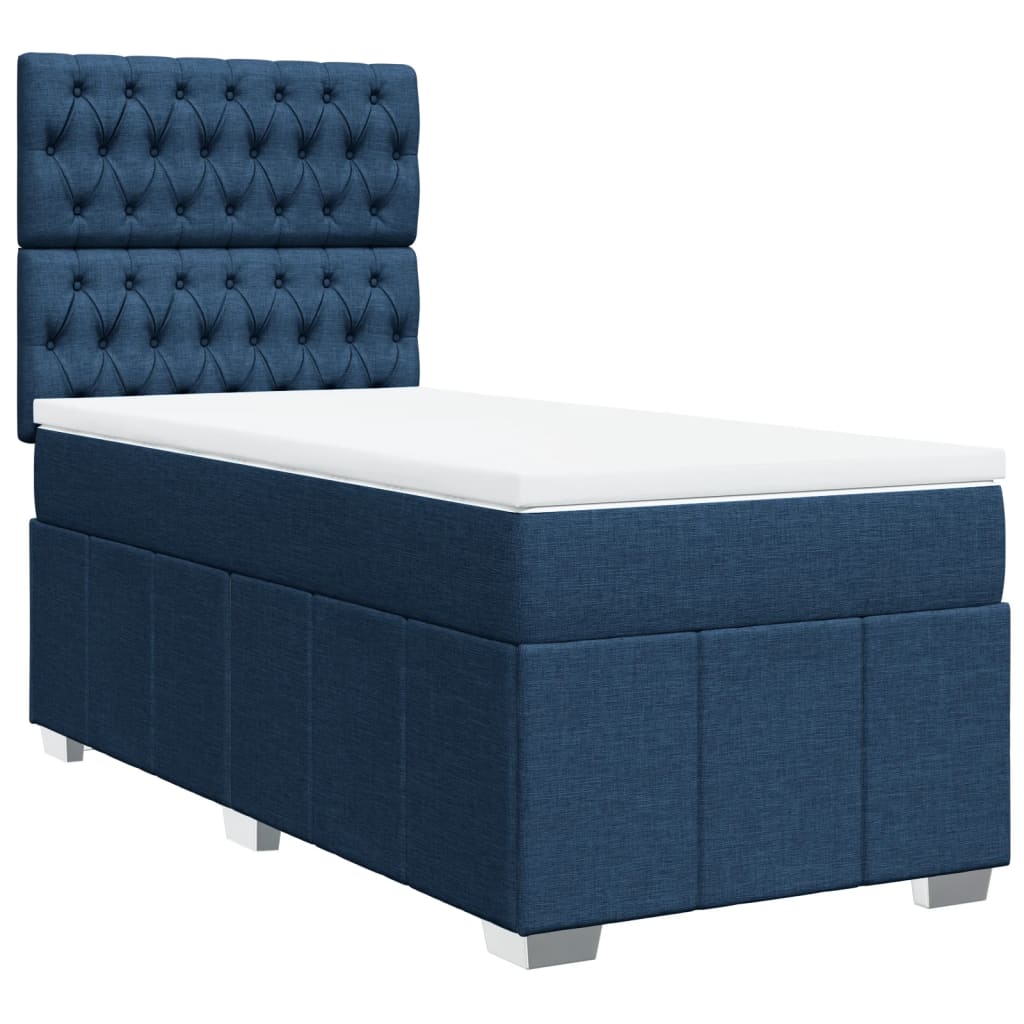 Box Spring Postel S Matrací Modrá 90X200 Cm Textil