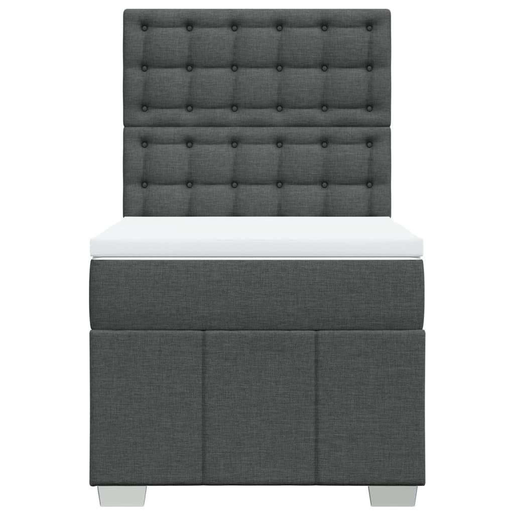 Box Spring Postel S Matrací Tmavě Šedá 90X200 Cm Textil