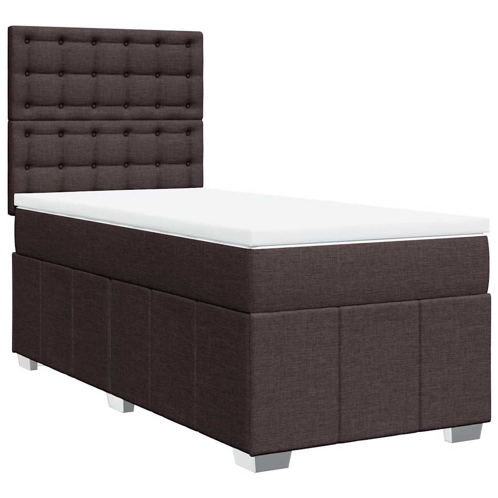Box Spring Postel S Matrací Tmavě Hnědá 90X200 Cm Textil