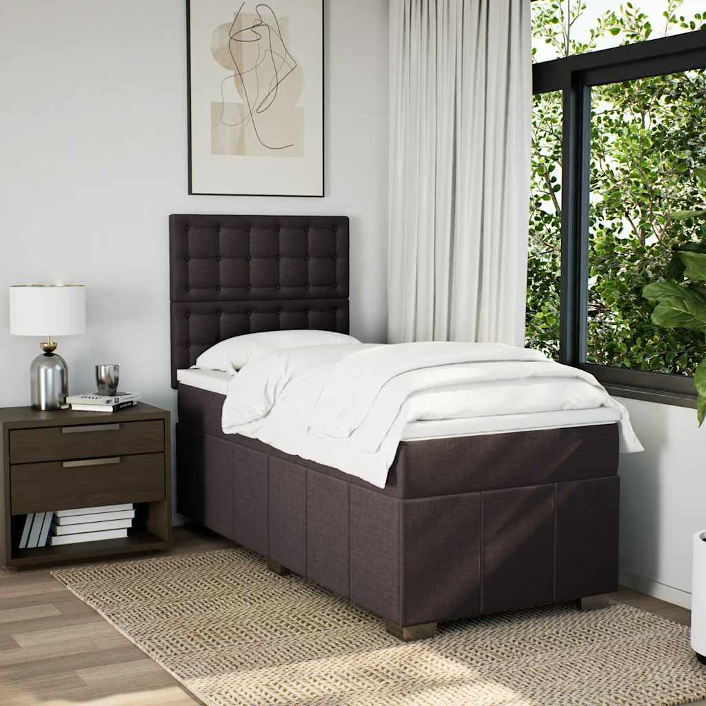 Box Spring Postel S Matrací Tmavě Hnědá 90X200 Cm Textil