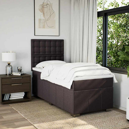 Box Spring Postel S Matrací Tmavě Hnědá 90X200 Cm Textil